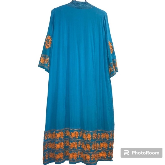 Roller Rabbit Woman’s Woman’s Size Small Dress Maxi Caftan Kaftan Embroidered - Picture 2 of 7